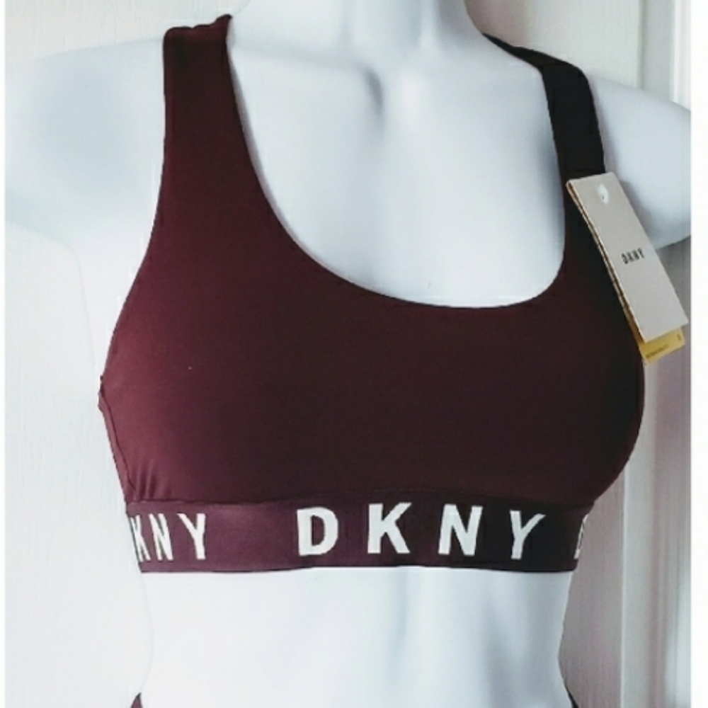 DKNY Racerback Sport Bra Burgundy Size Medium